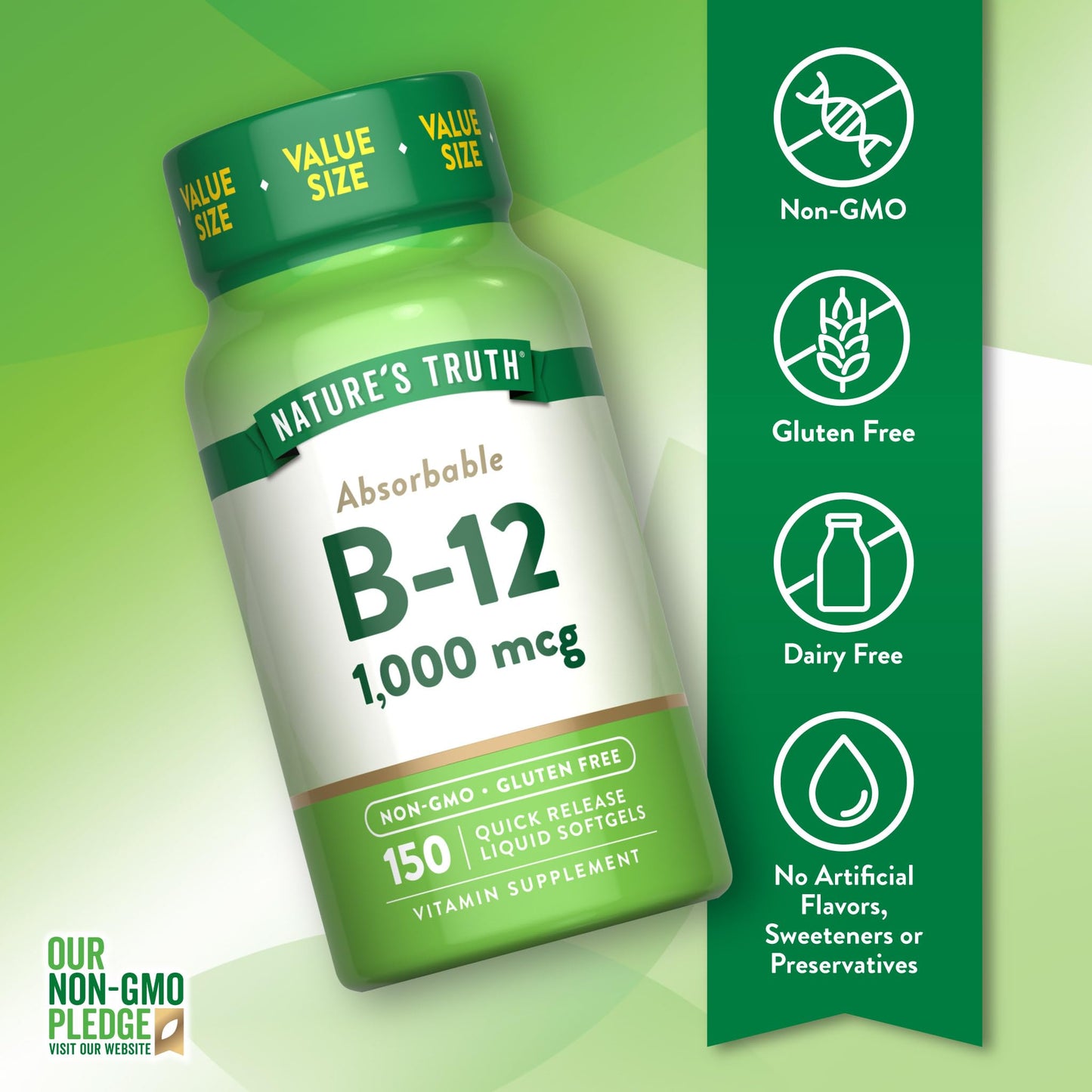 Nature's Truth Vitamin B12 1000 mcg Softgel 150 Softgels