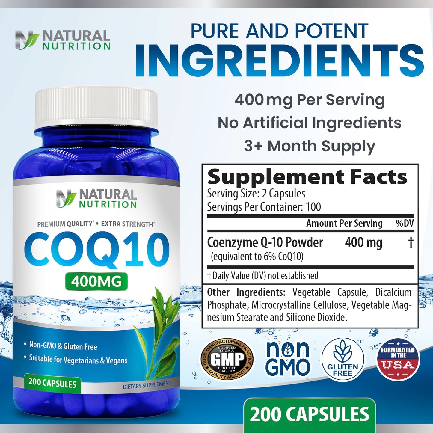 Generic CoQ10 400mg Capsule, 200 Capsules