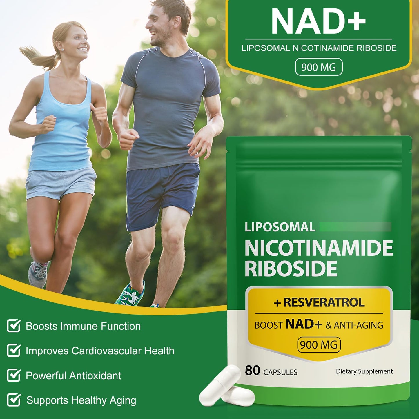 Daiasns NAD Supplement 900mg Liposomal Nicotinamide Riboside NAD+ Supplements with Resveratrol Supports Muscle, Brain, Cellular Energy - NMN Supplement Alternative for Men and Women Capsule 160 Count