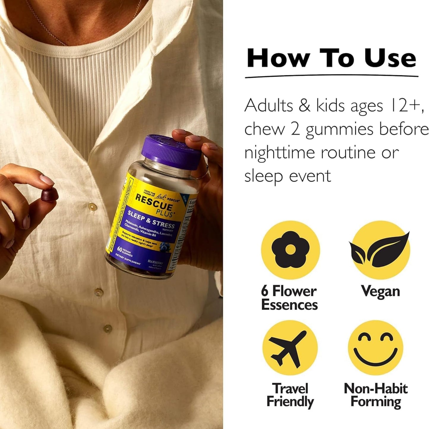 RESCUE RESCUE PLUS Sleep & Stress Support Gummies 60 Count
