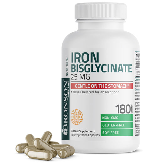 Bronson Iron Bisglycinate 25 mg, 180 Vegetarian Capsules