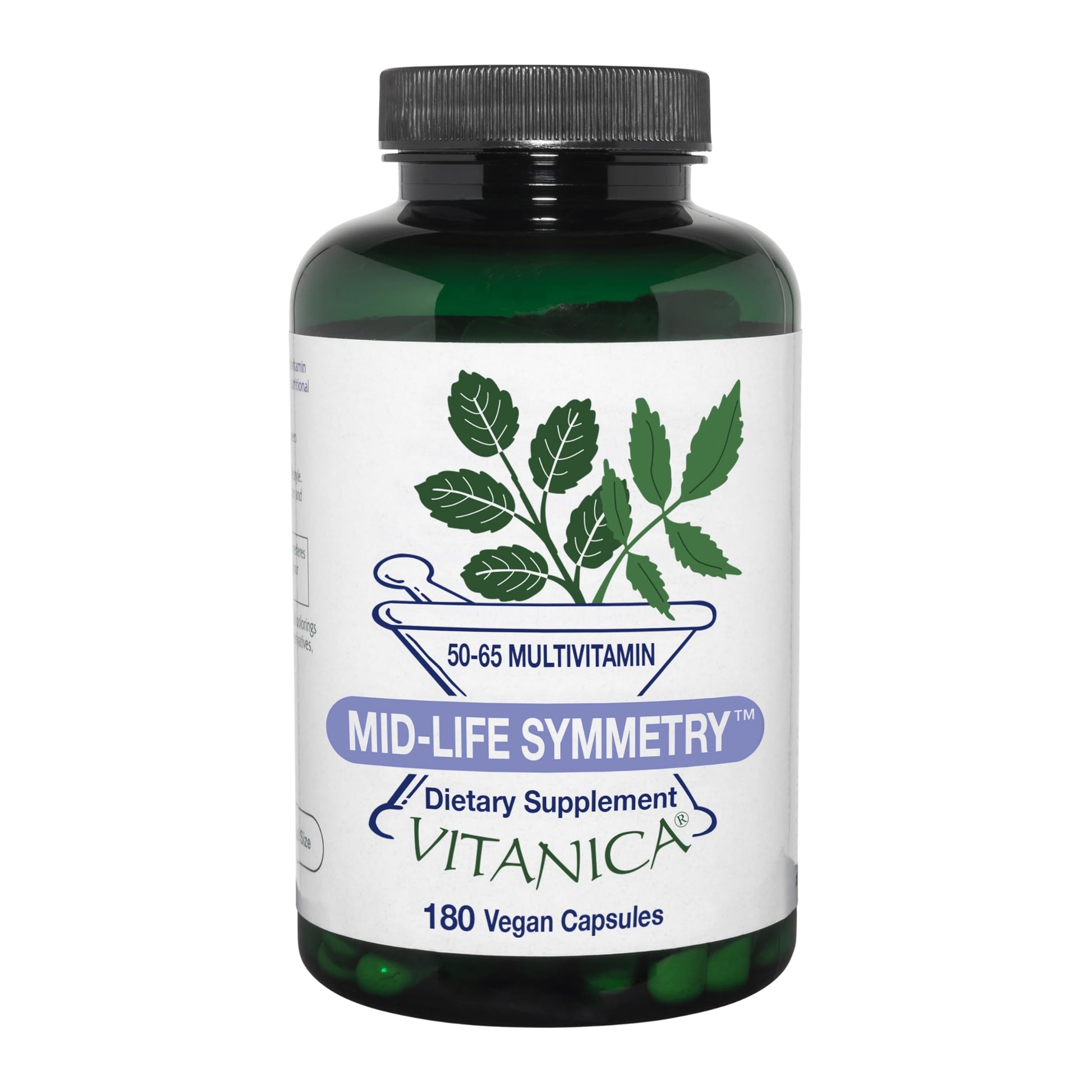 Vitanica Mid-Life Symmetry 50-65 High Potency Daily Multivitamin and Mineral, Vegan, 180 Capsules
