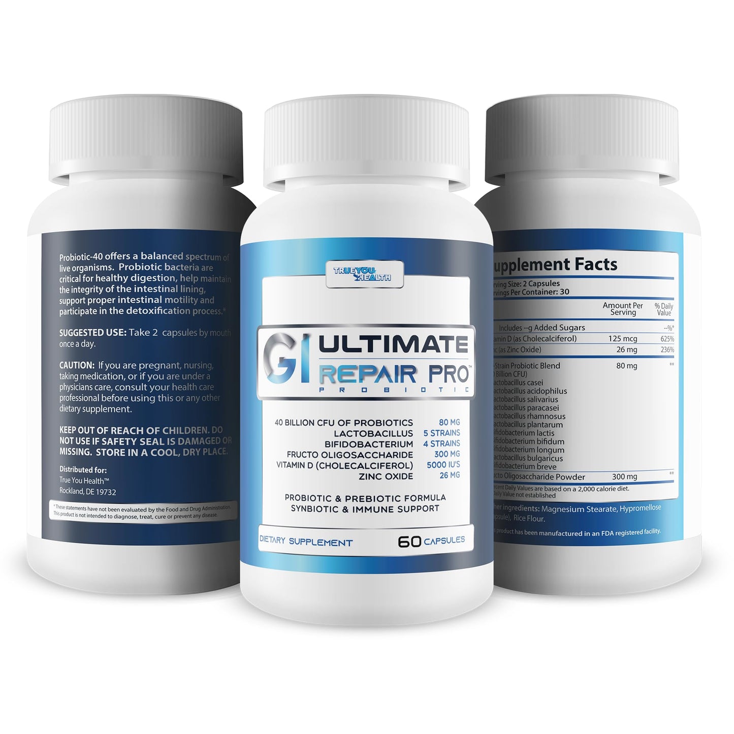 True You Health Gut & GI Ultimate Repair Pro Probiotic Capsule, 60 Count