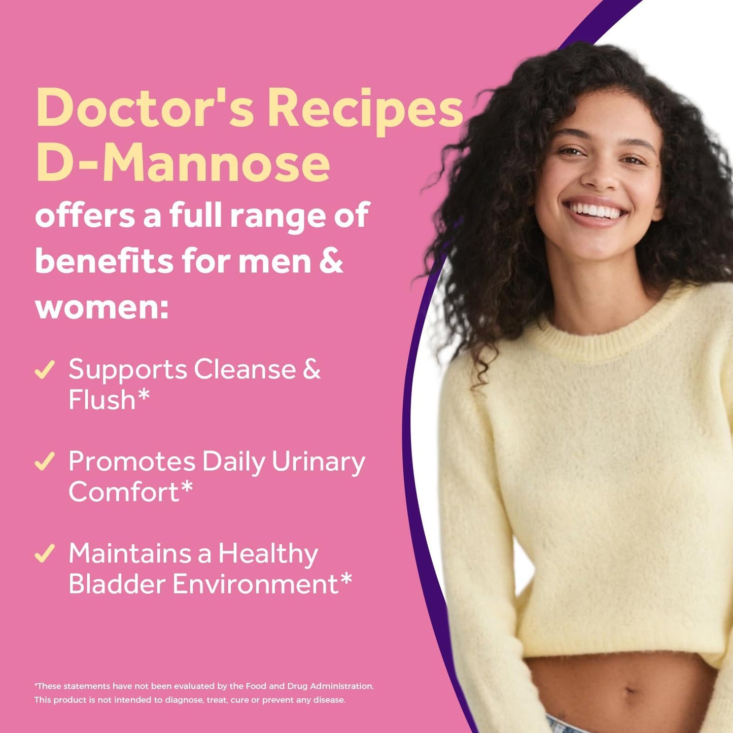 Doctor's Recipes D-Mannose 1000mg Capsules, 90 Count