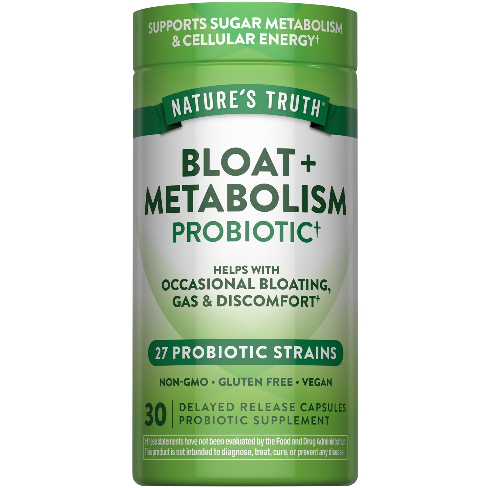 Nature's Truth Bloat & Metabolism Probiotic Capsules 30 Count