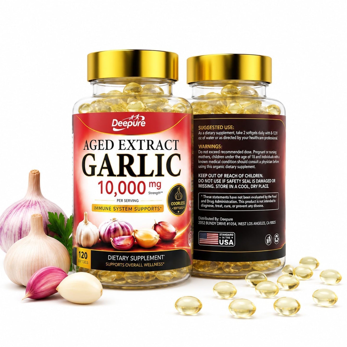 Deepure Odorless Aged Garlic Extract Capsules 240 Count