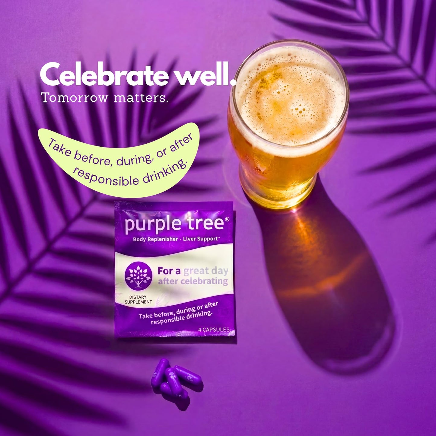 Purple Tree Post-Celebration Wellness Supplement for Liver Support & Hydration Capsule, 30 Count