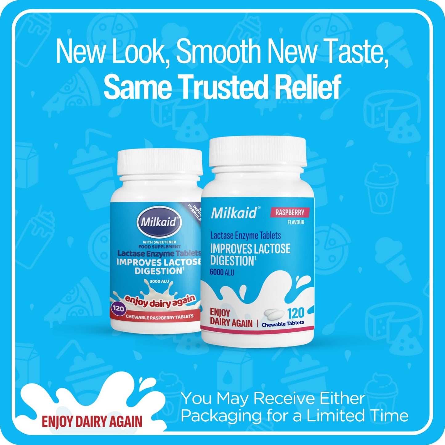 Milkaid Lactase Enzyme Chewable Tablets, 120 Tablets