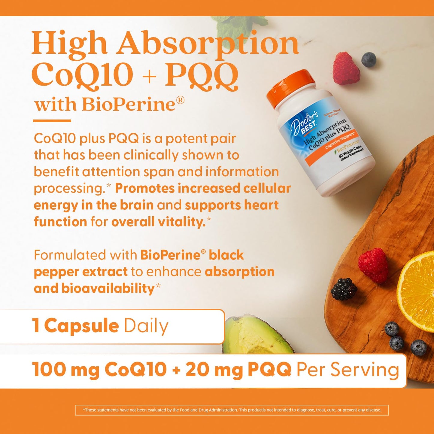 Doctor's Best High Absorption CoQ10 with PQQ 60 Veg Capsules