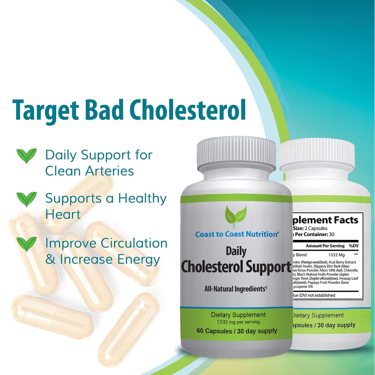 Coast to Coast Nutrition Cholesterol Support Supplement Capsule 60 Capsules