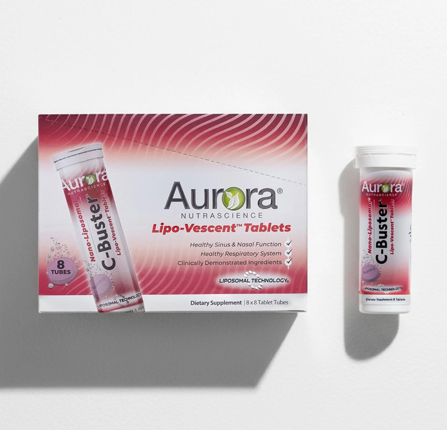 Aurora Nutrascience Vitamin C Lipo-Vescent Tablets - Liposomal High Absorption Immune & Antioxidant Support for Adults, Supports Skin & Collagen Health, Sugar & Gluten-Free, 64 Tablets