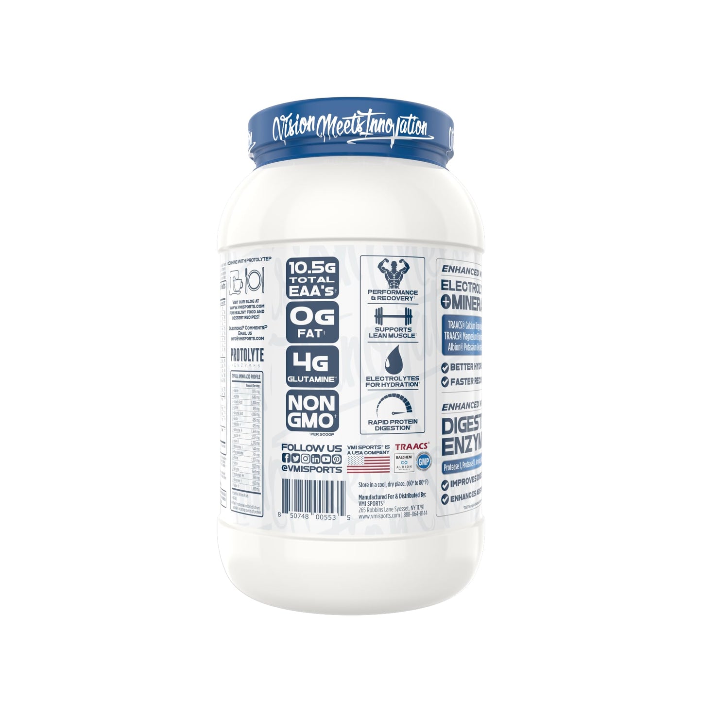 VMI Sports ProtoLyte Whey Isolate Protein Powder Strawberry 25.6 oz Non-GMO Digestive Enzymes Low Calorie
