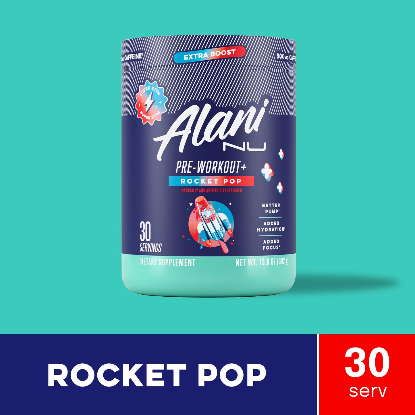 Alani Nu Pre Workout+ Powder Rocket POP, 13.8 Ounce