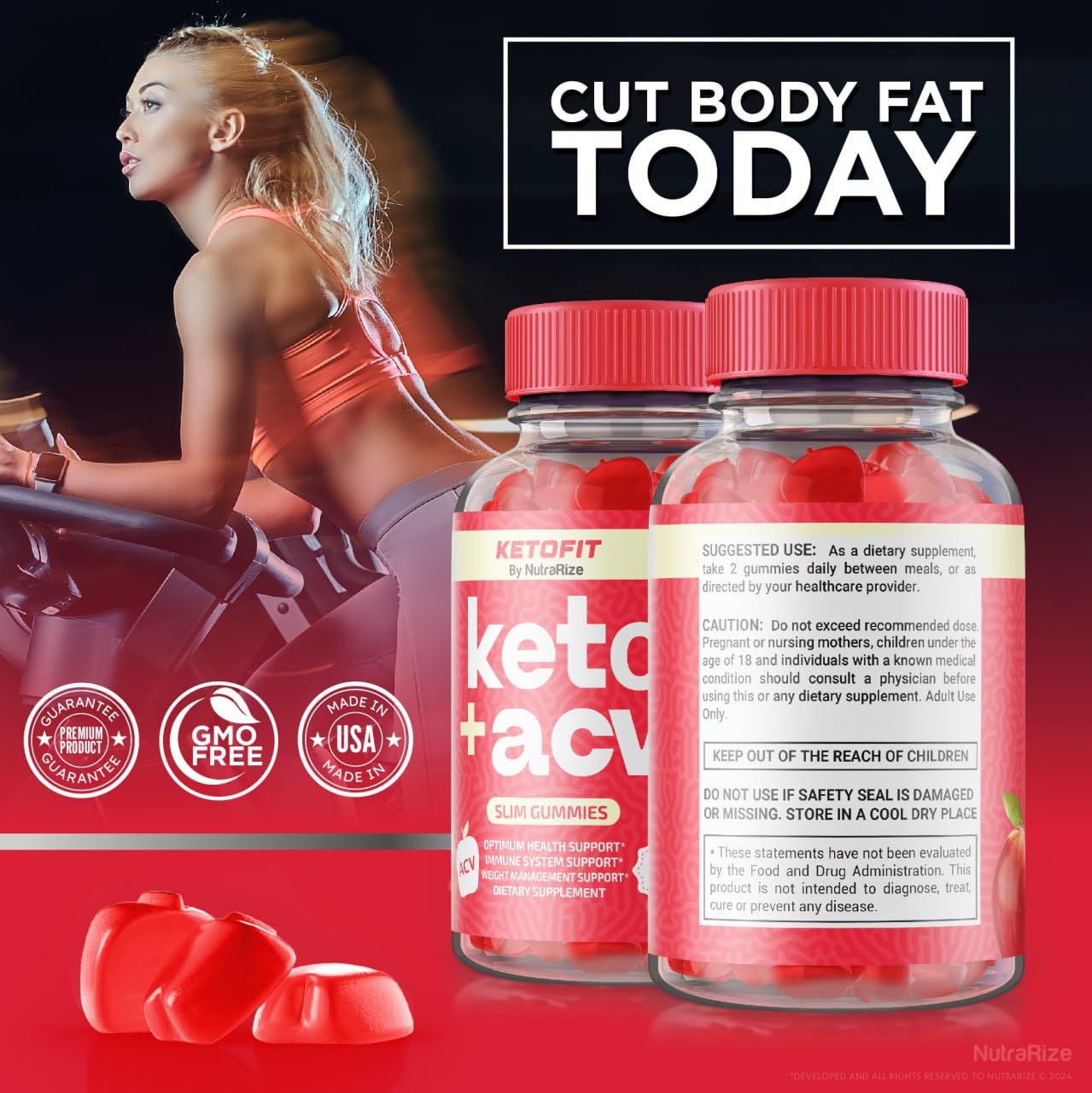 NutraRize Ketofit Advanced Formula for Weight Loss Premium Keto ACV Formula Gummies, 120 Gummies