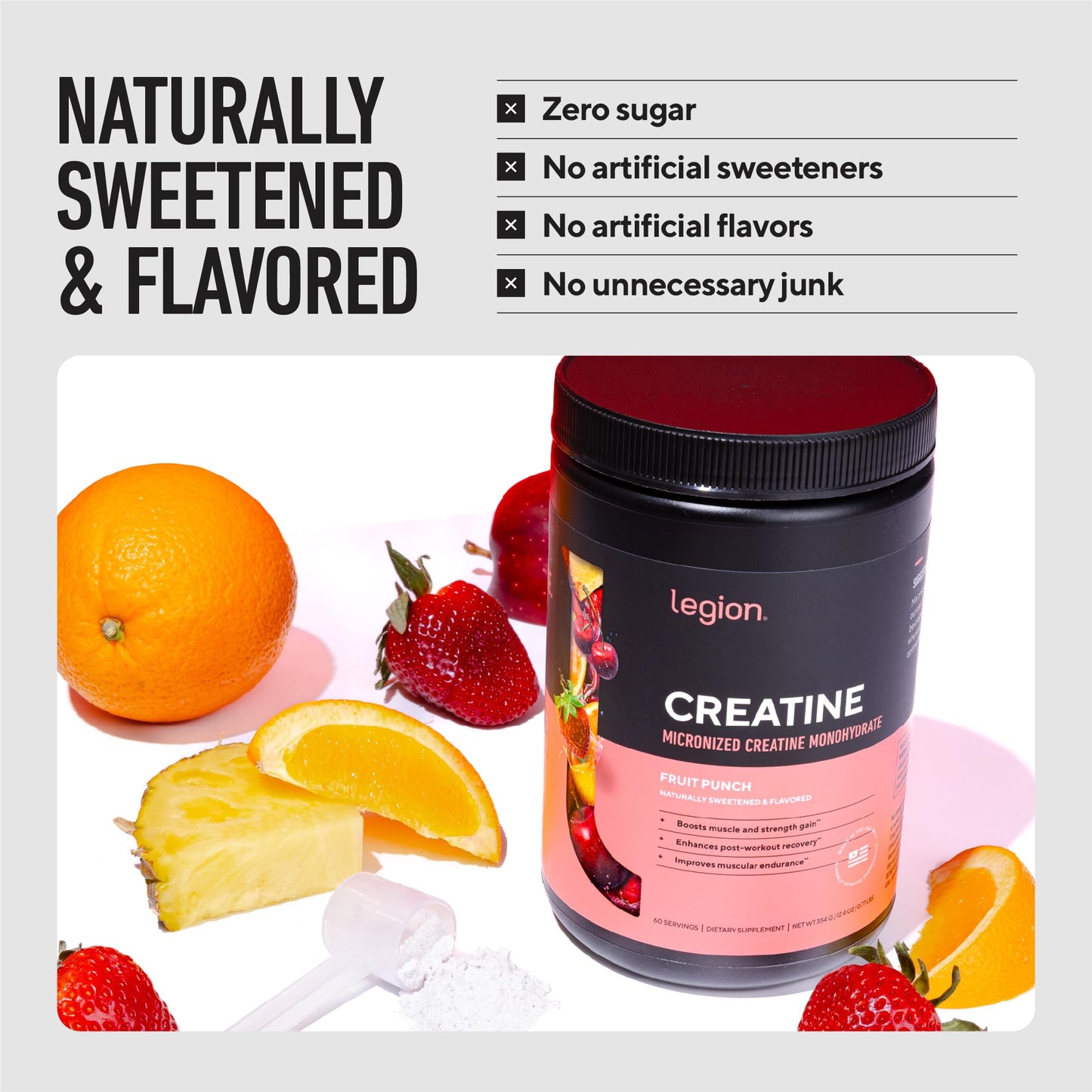 LEGION Micronized Creatine Monohydrate Powder 60 Servings