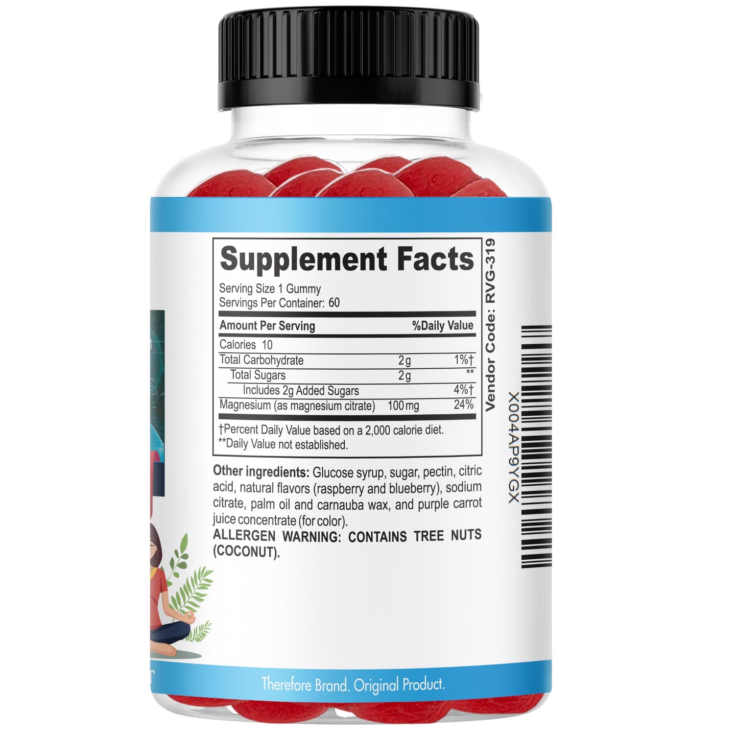 Therefore Max Calm Magnesium Gummies, 60 Gummies