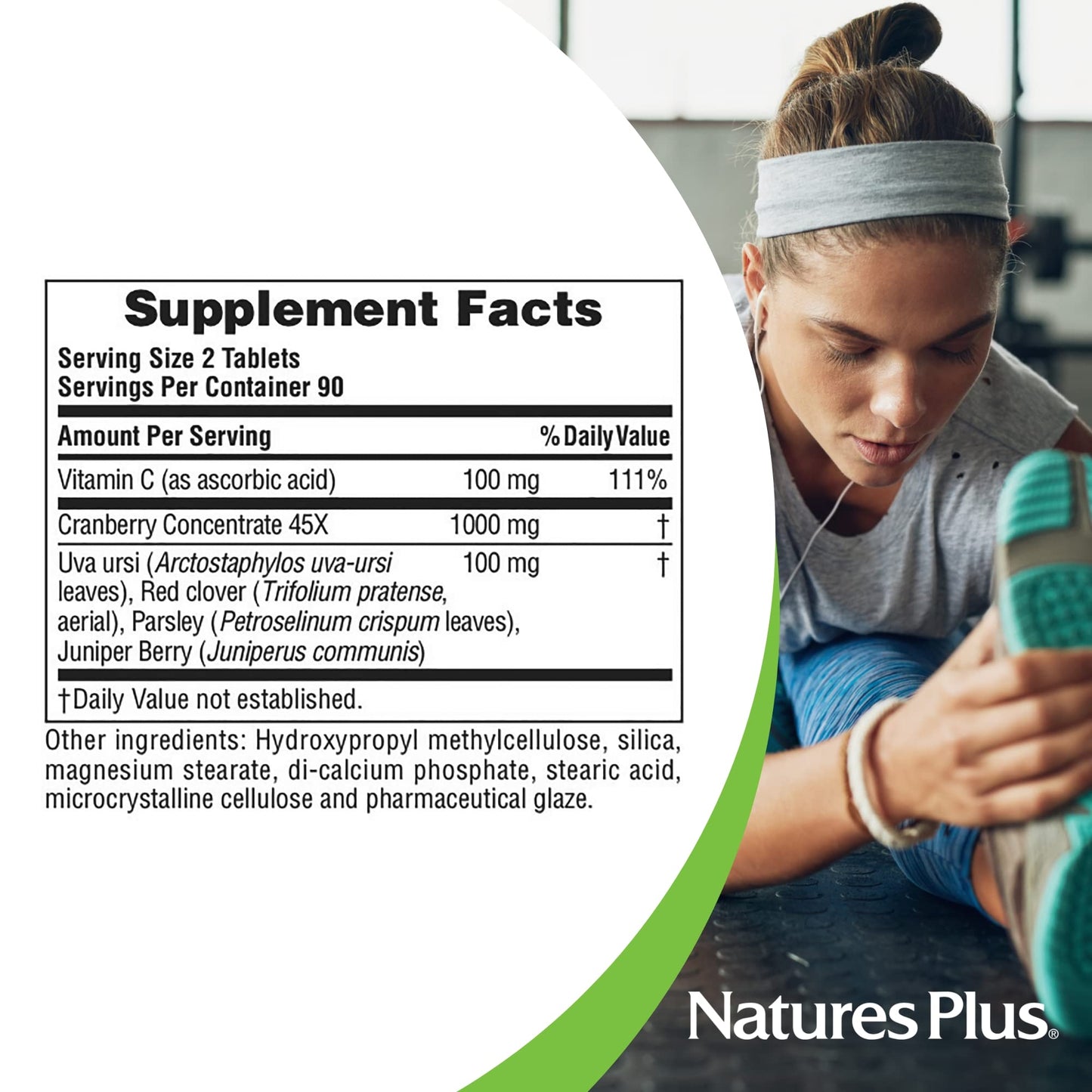 NaturesPlus Ultra Cranberry Sustained Release 1000mg with Vitamin C, Vegetarian, Gluten Free - 180 Tablets