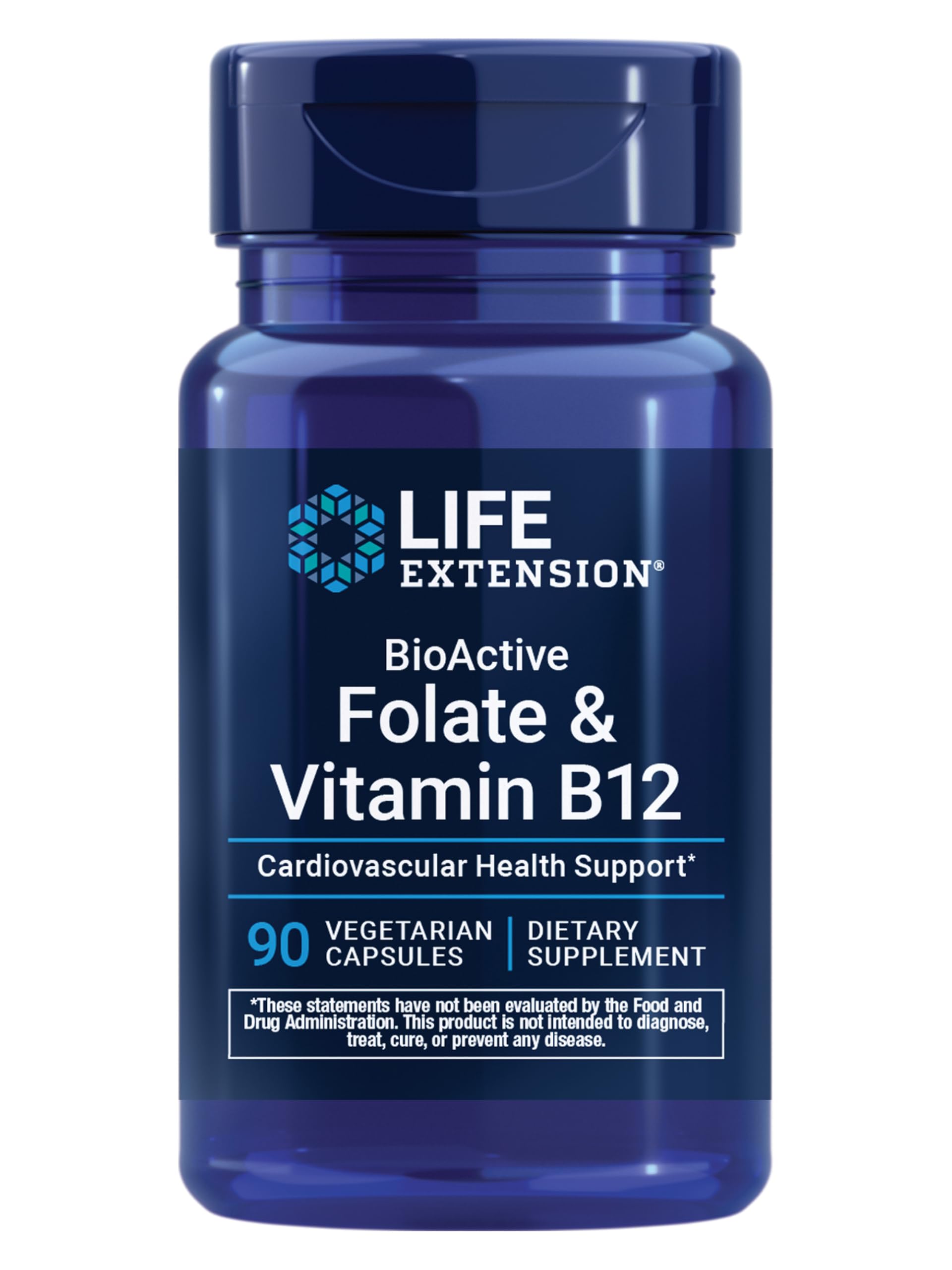 Life Extension BioActive Folate & Vitamin B12 Capsules 90