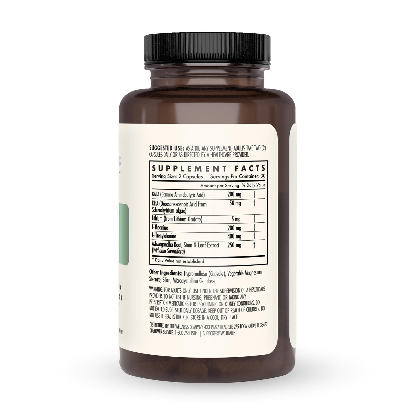 The Wellness Company Mind Lift Mood Boost, Mental Focus, Cognitive Defense - Lithium, GABA, DHA L-Phenylalanine Capsules 60 Count