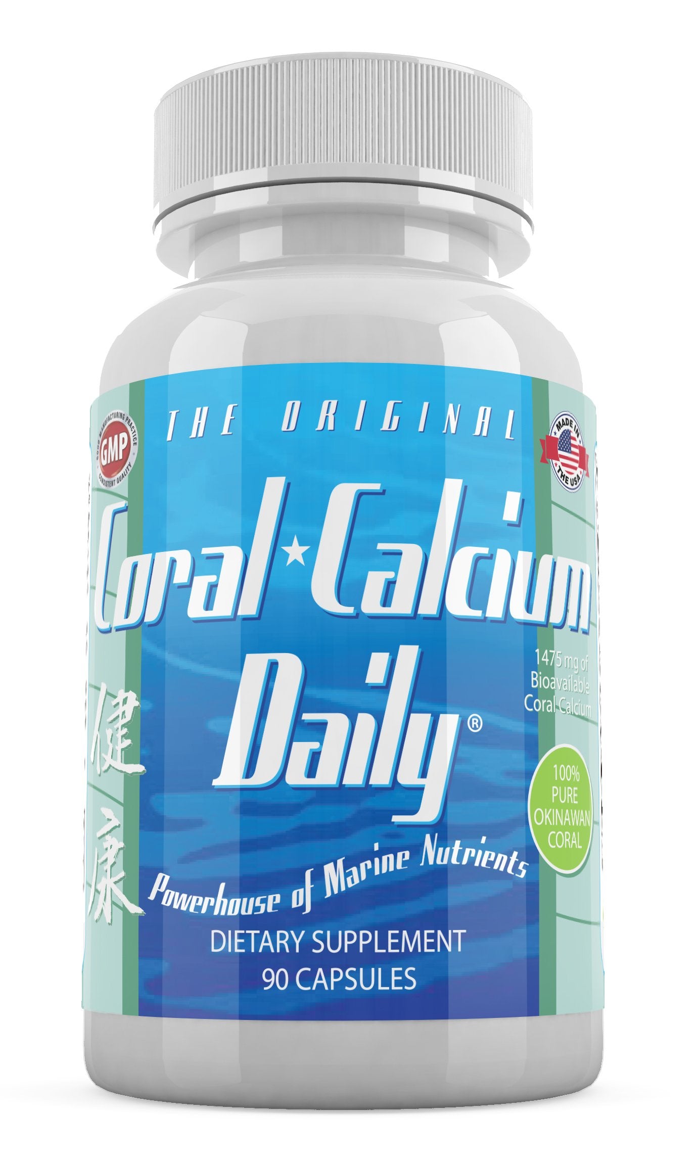 Daily Health Coral Calcium Pure Okinawa Marine-Grade Supplement with 72 Trace Minerals 1475mg, 90 Vegetable Capsules