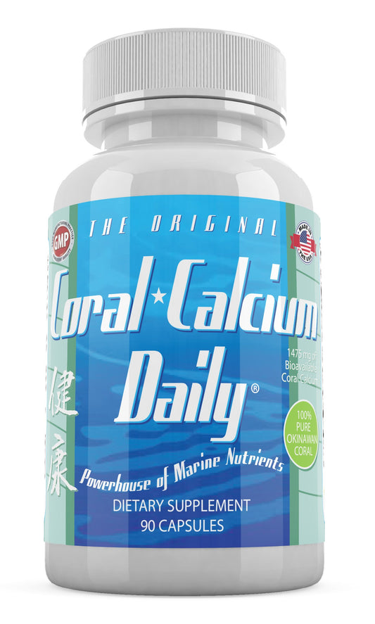 Daily Health Coral Calcium Pure Okinawa Marine-Grade Supplement with 72 Trace Minerals 1475mg, 90 Vegetable Capsules