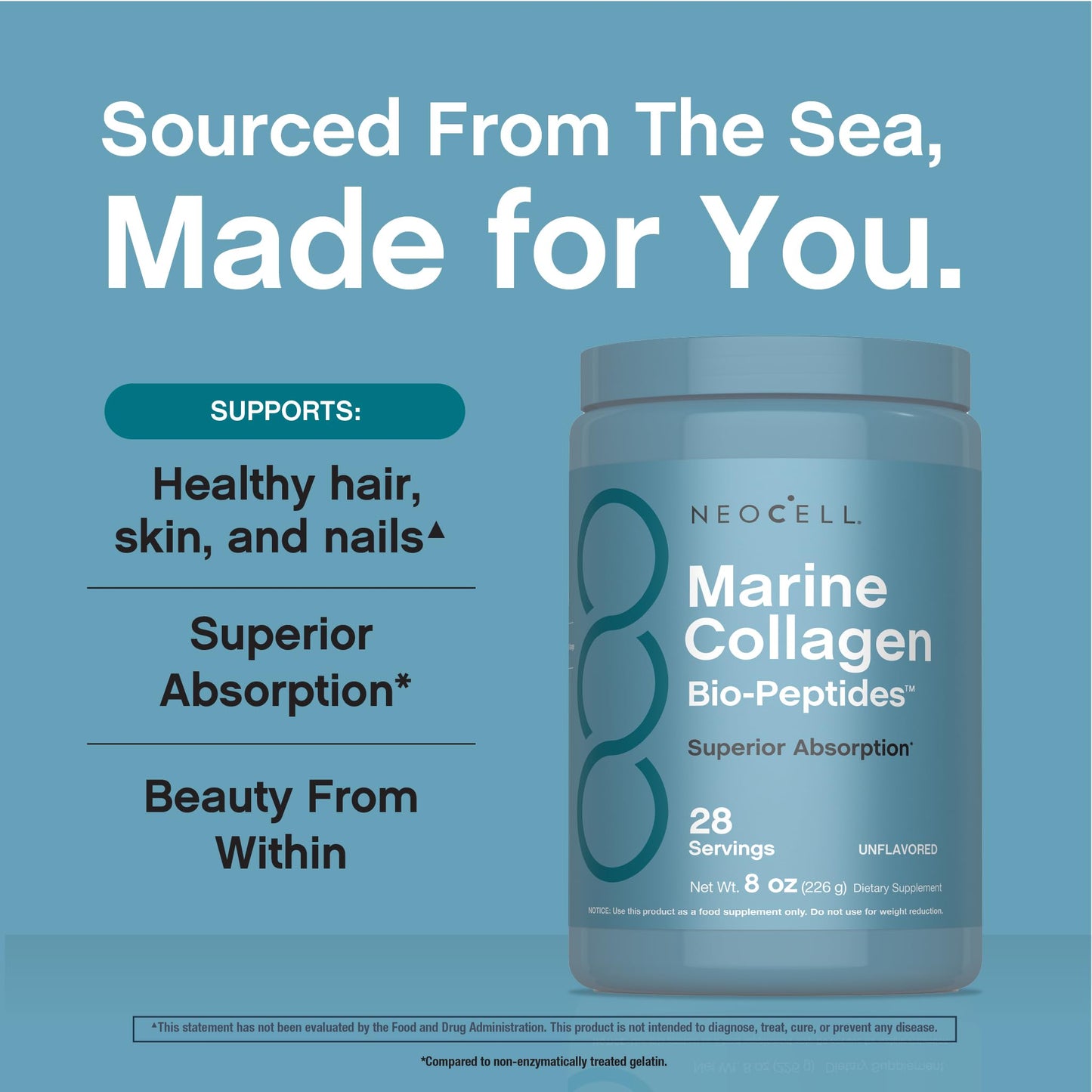 NeoCell Marine Collagen Peptides Powder 8 oz