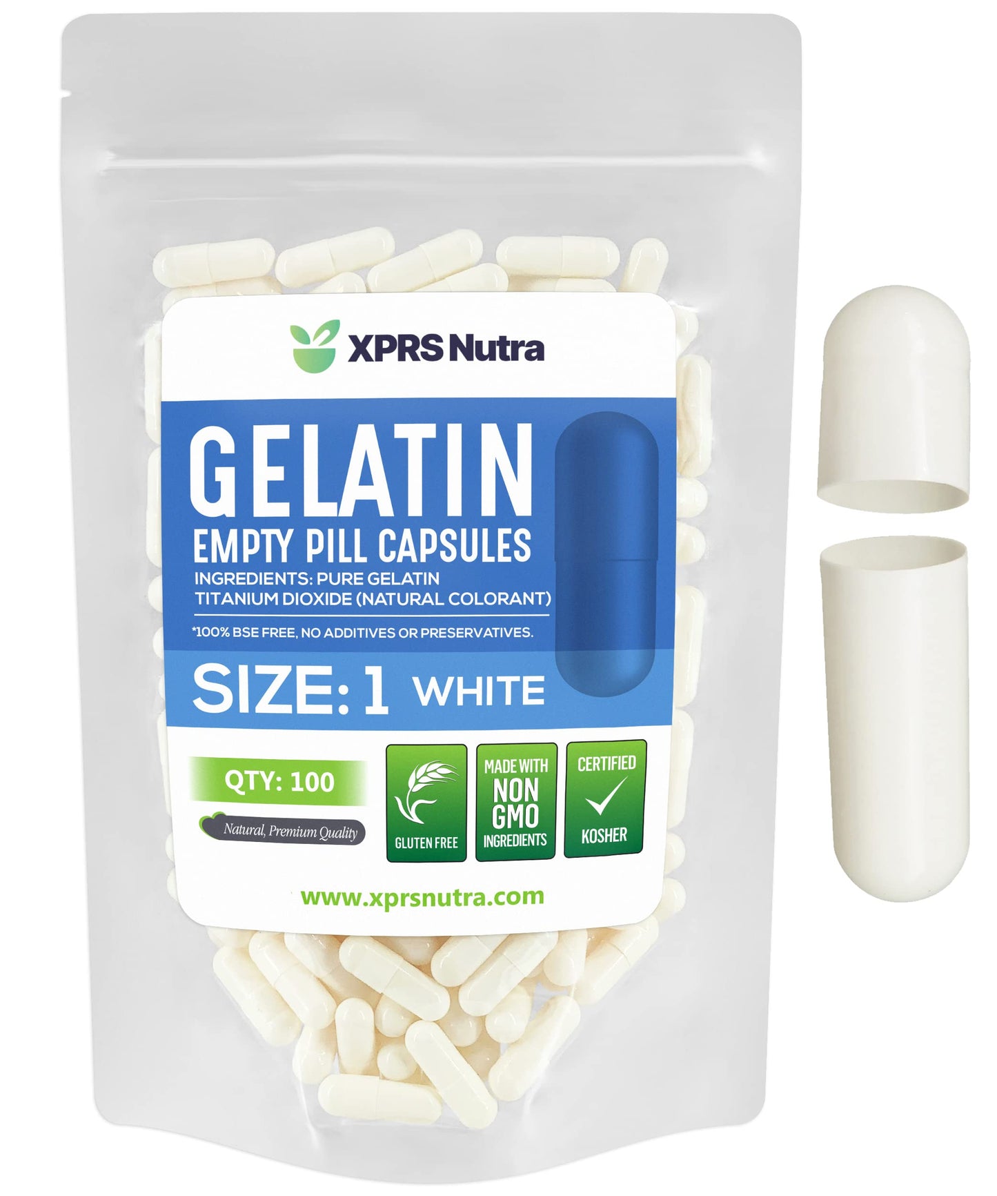 XPRS Nutra Empty Gelatin Capsules 100 Count