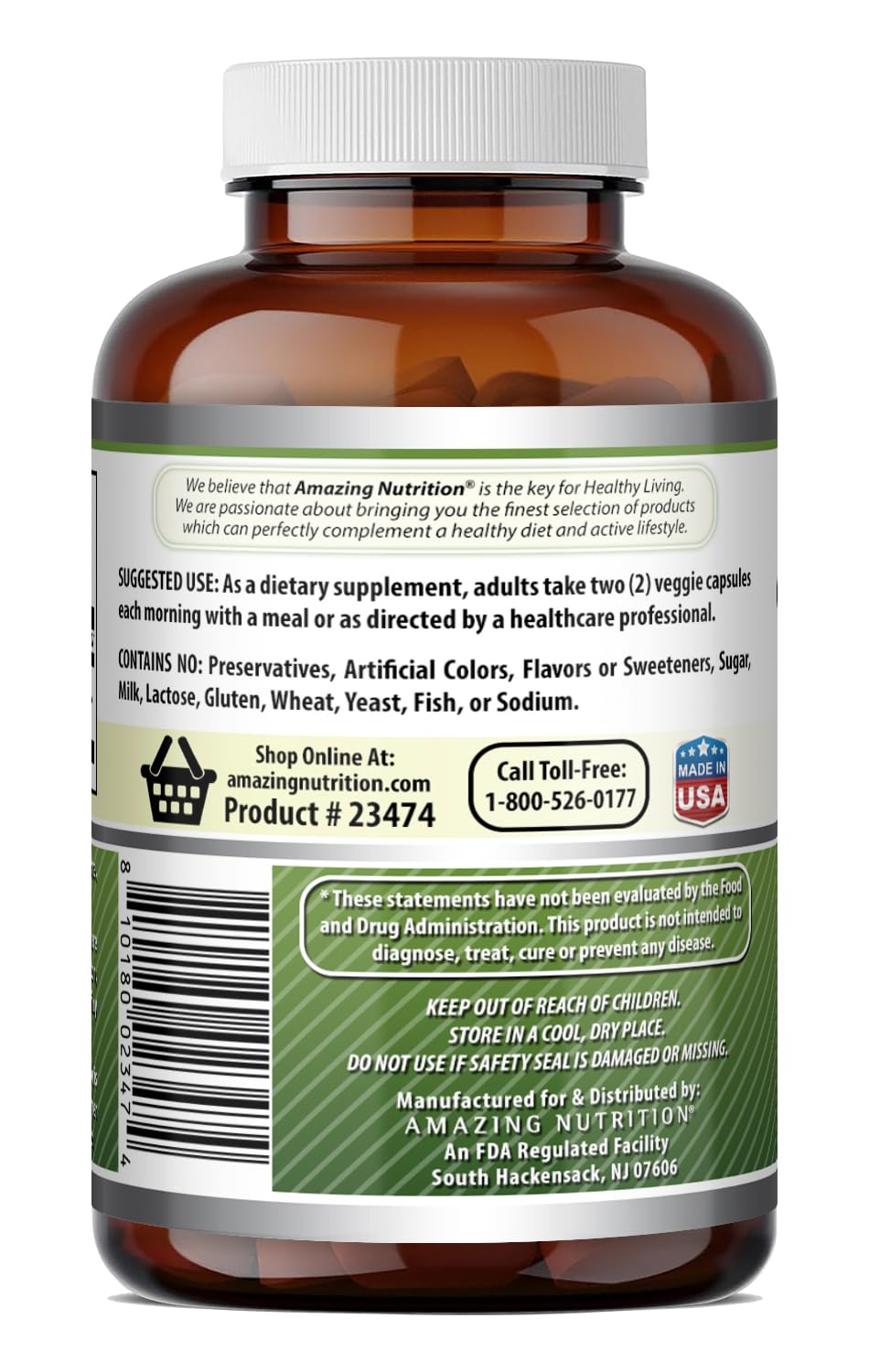 Amazing Nutrition Moringa 4:1 Extract 1000 mg Veggie Capsules, 120 Count