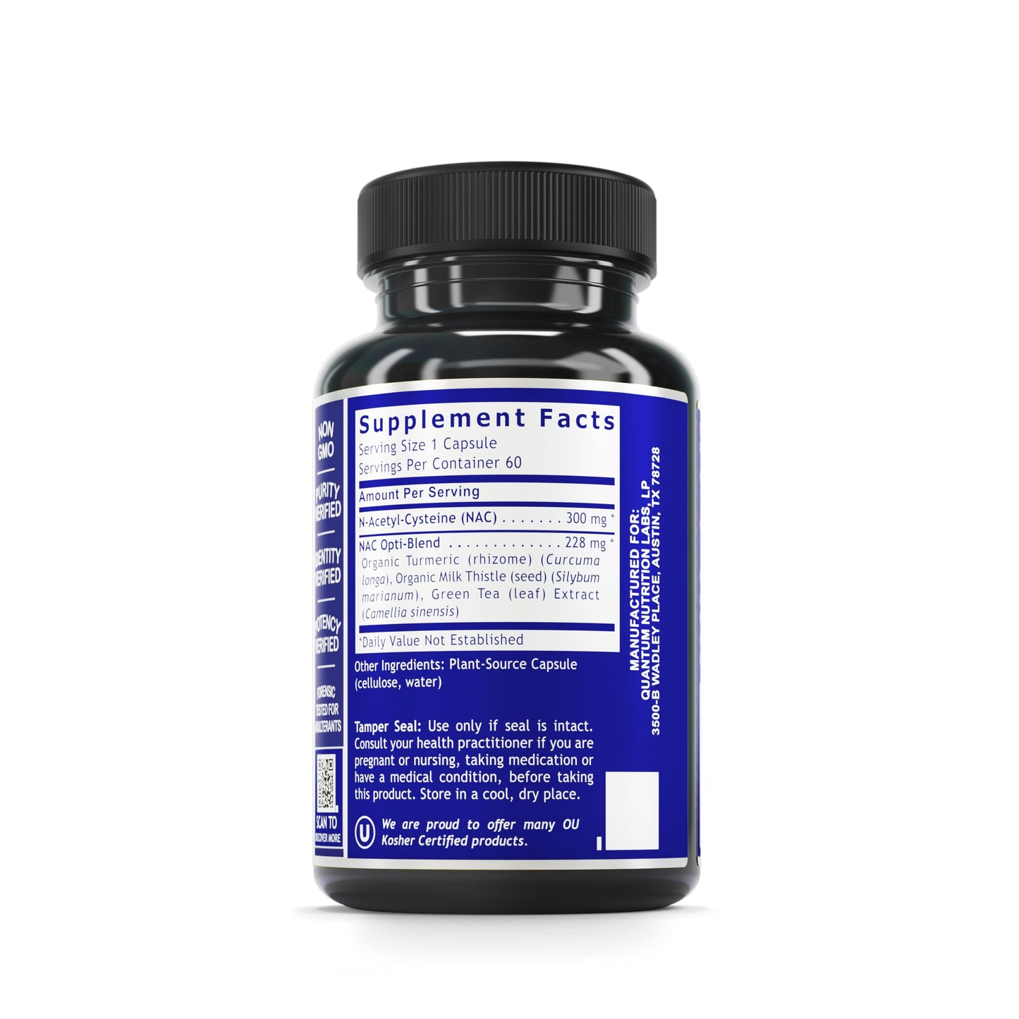 Quantum Nutrition NAC N-Acetyl-L-Cysteine Capsules, 60 Count