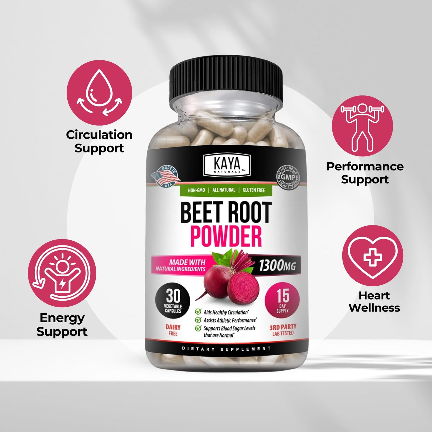 Kaya Naturals Beet Root Powder Capsules 30 Count