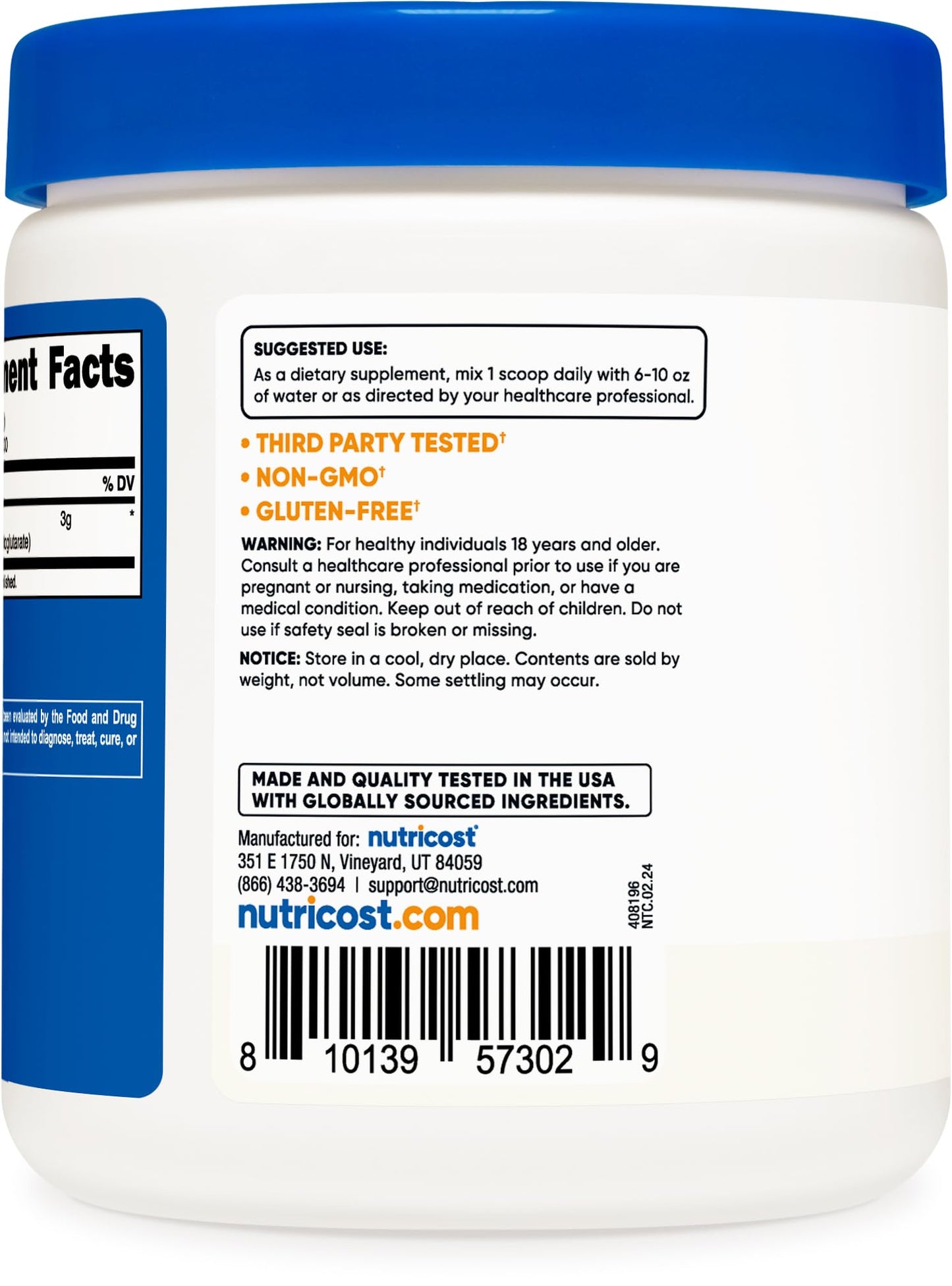 Nutricost Arginine Alpha Ketoglutarate Powder 300 Grams