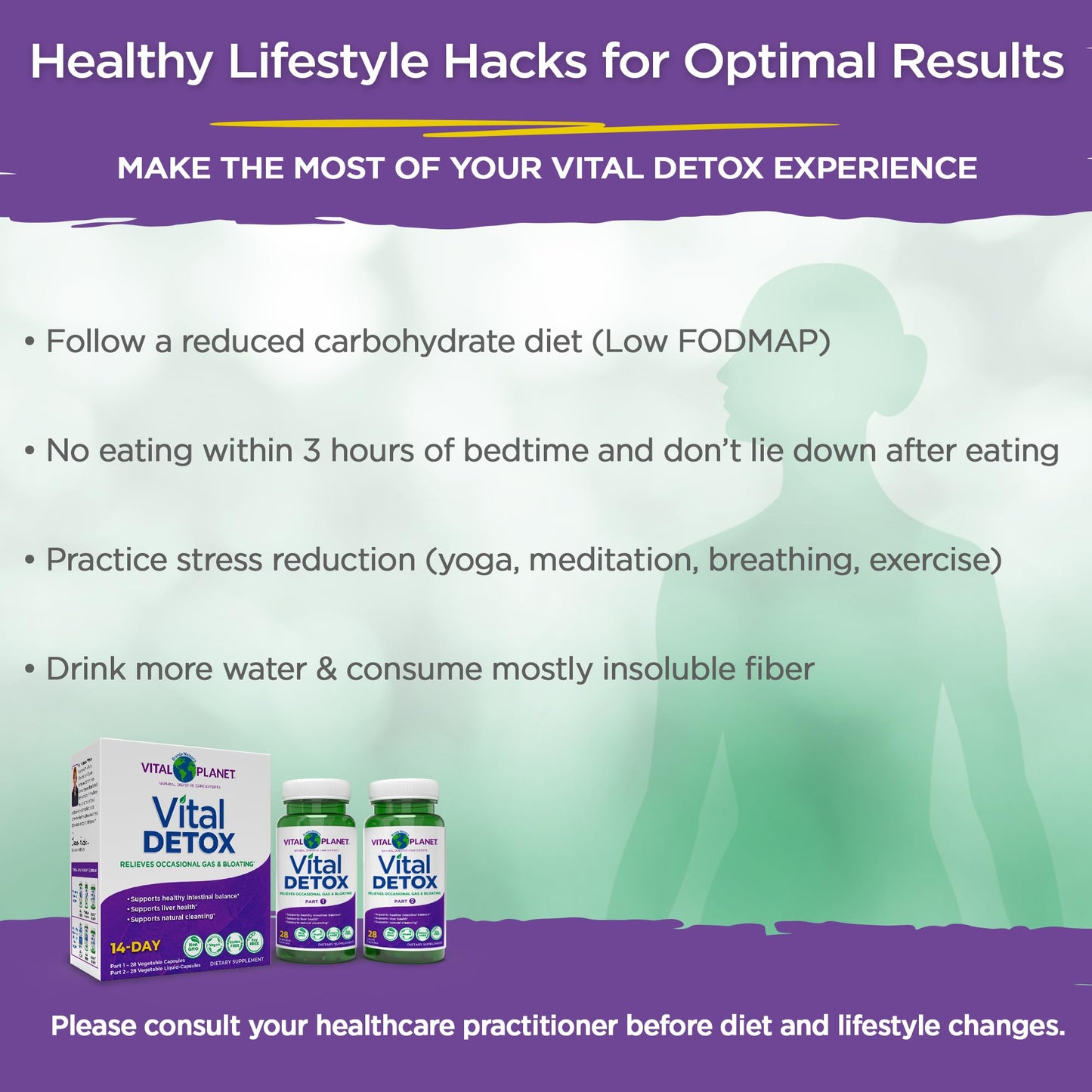 Vital Planet Vital Detox with Milk Thistle, Quercetin, Alpha Lipoic Acid, Choline, and Herbs Capsules, 56 Count
