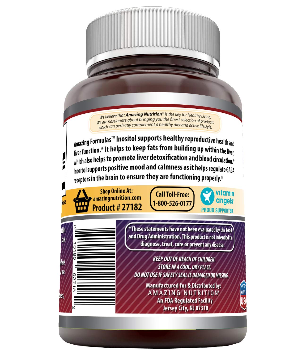 Amazing Nutrition Inositol 1000mg Tablets, 240 Count