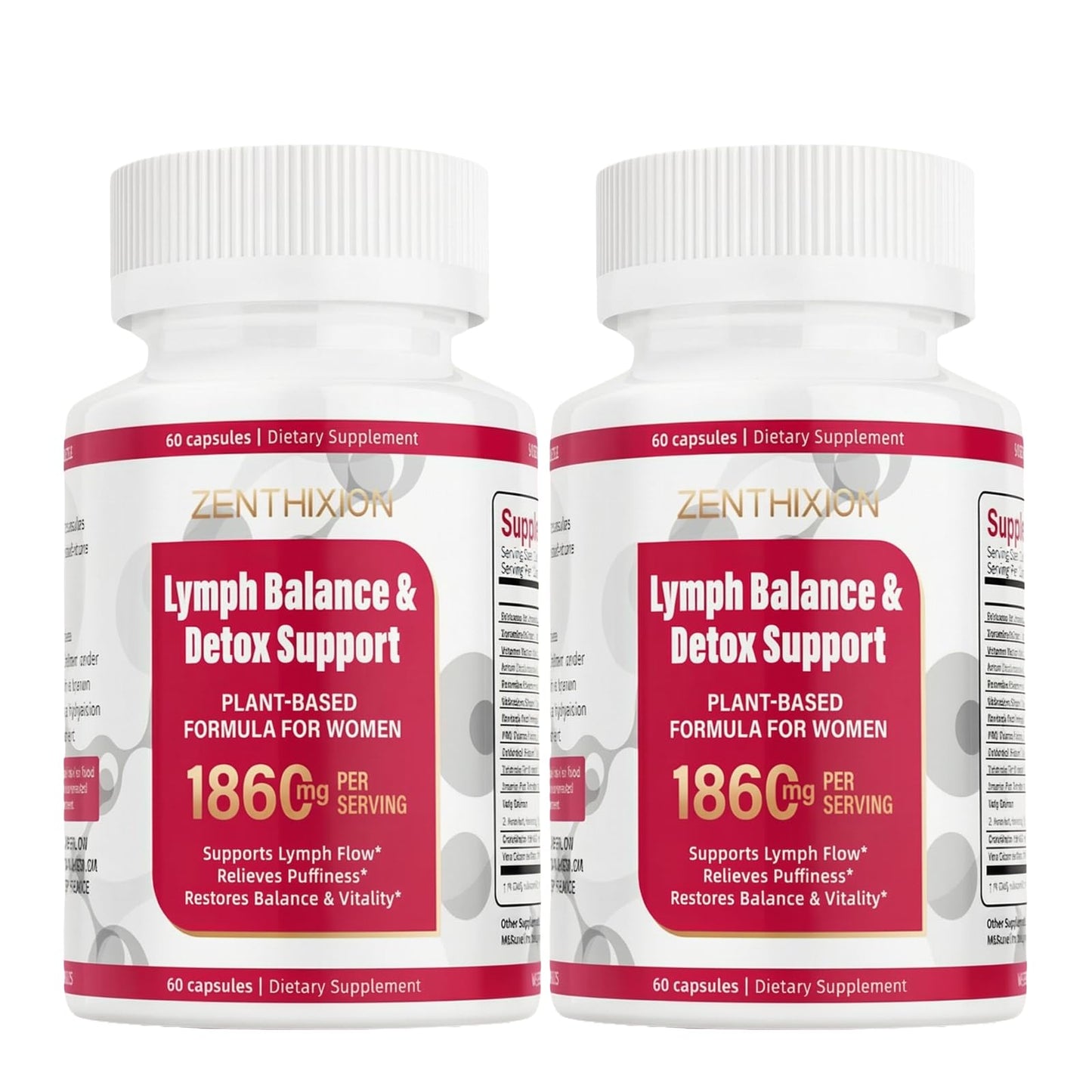Zenthixion Lymphatic Drainage Supplements, 1860mg Lymph System Support Supplement with Dandelion, Burdock, Echinacea, Rutin, Turmeric, Cleavers, 120 Capsules