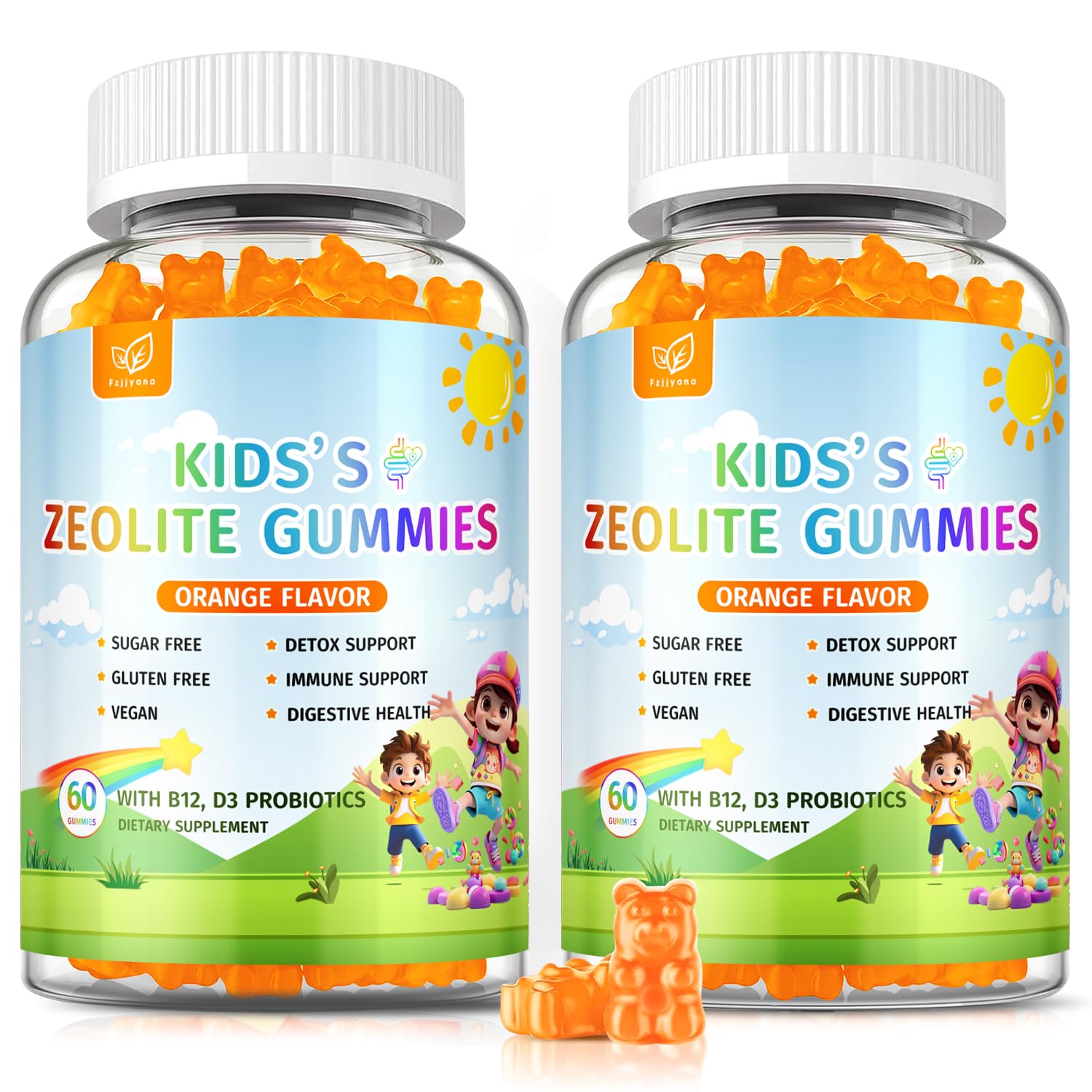 Fzjjyana Zeolite Gummies for Kids, Pure Natural Zeolite Clinoptilolite, 120 Gummies