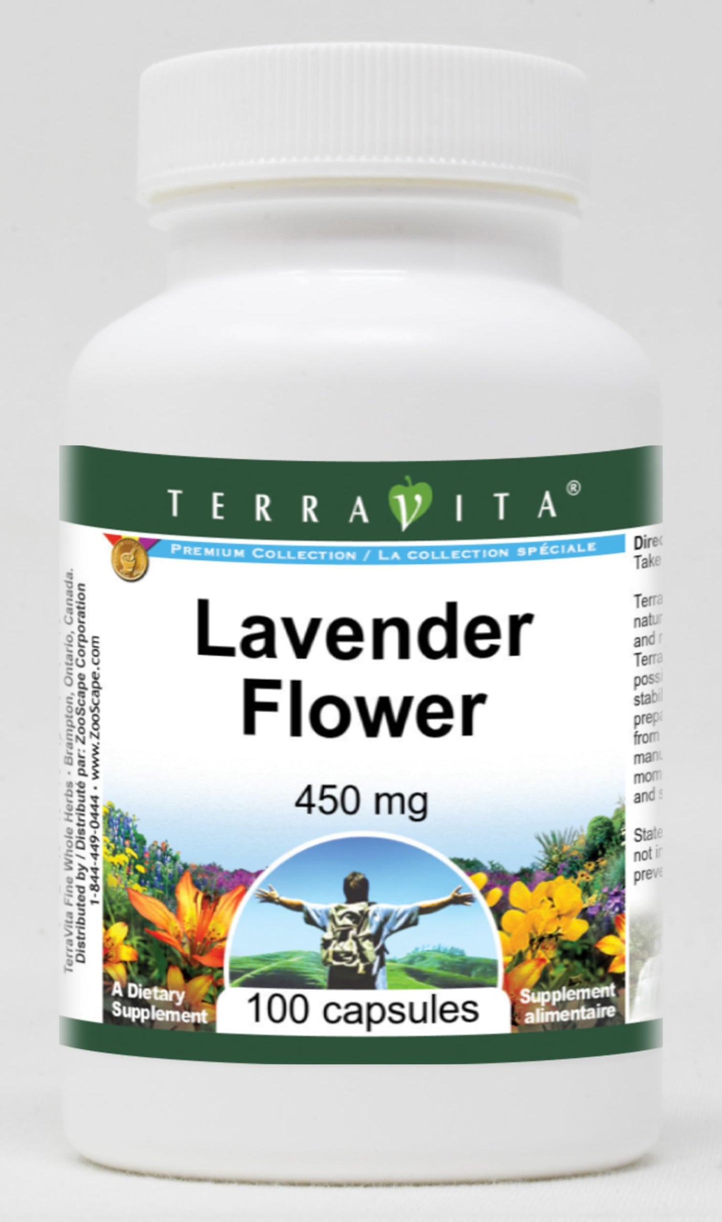 Terravita Lavender Flower 450 mg Capsules, 100 Capsules