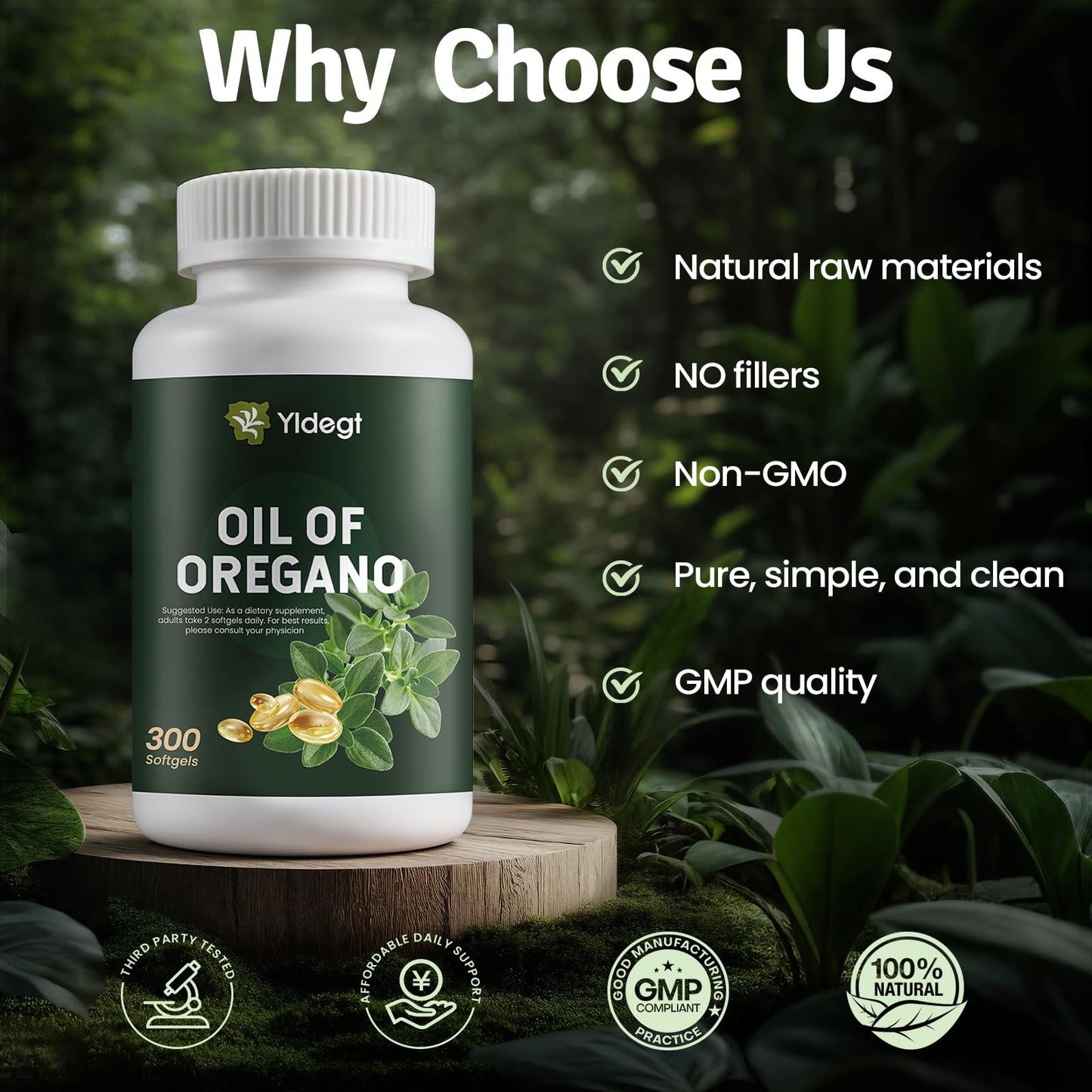 Yldegt Oil of Oregano Softgels with Black Seed Oil Capsule, 300 Capsules