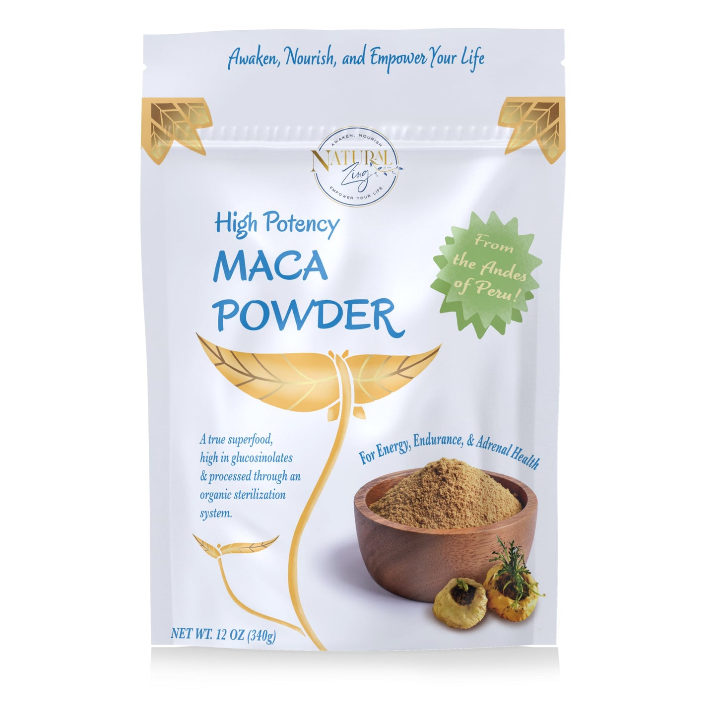 NaturalZing Maca Powder, High Glucosinolate Content, 12 oz