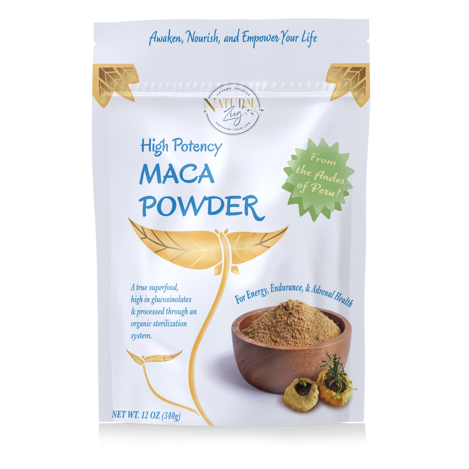 NaturalZing Maca Powder, High Glucosinolate Content, 12 oz