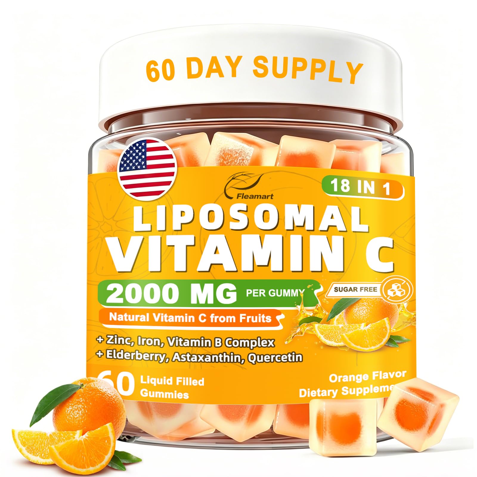 Fleamart Liposomal 2000mg Vitamin C Gummies, 60 Count
