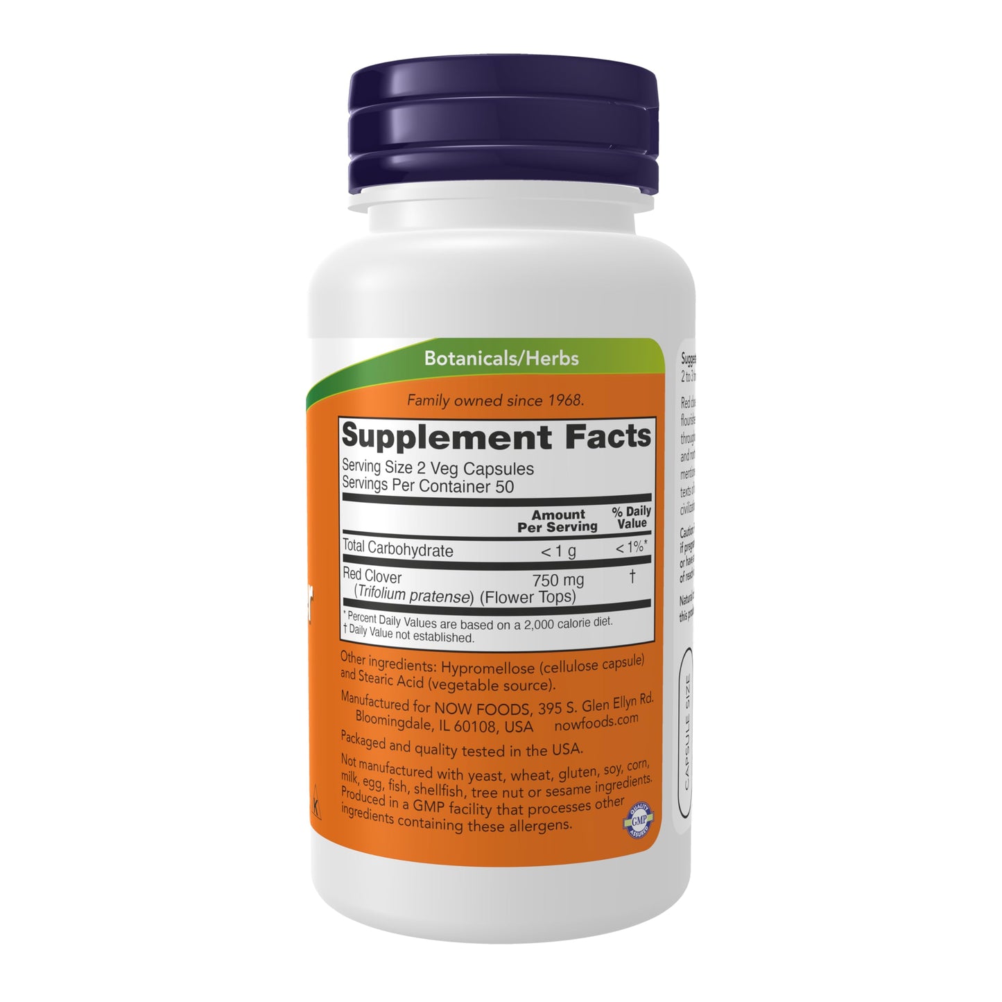NOW Foods Red Clover 375 mg Capsule, 100 Count