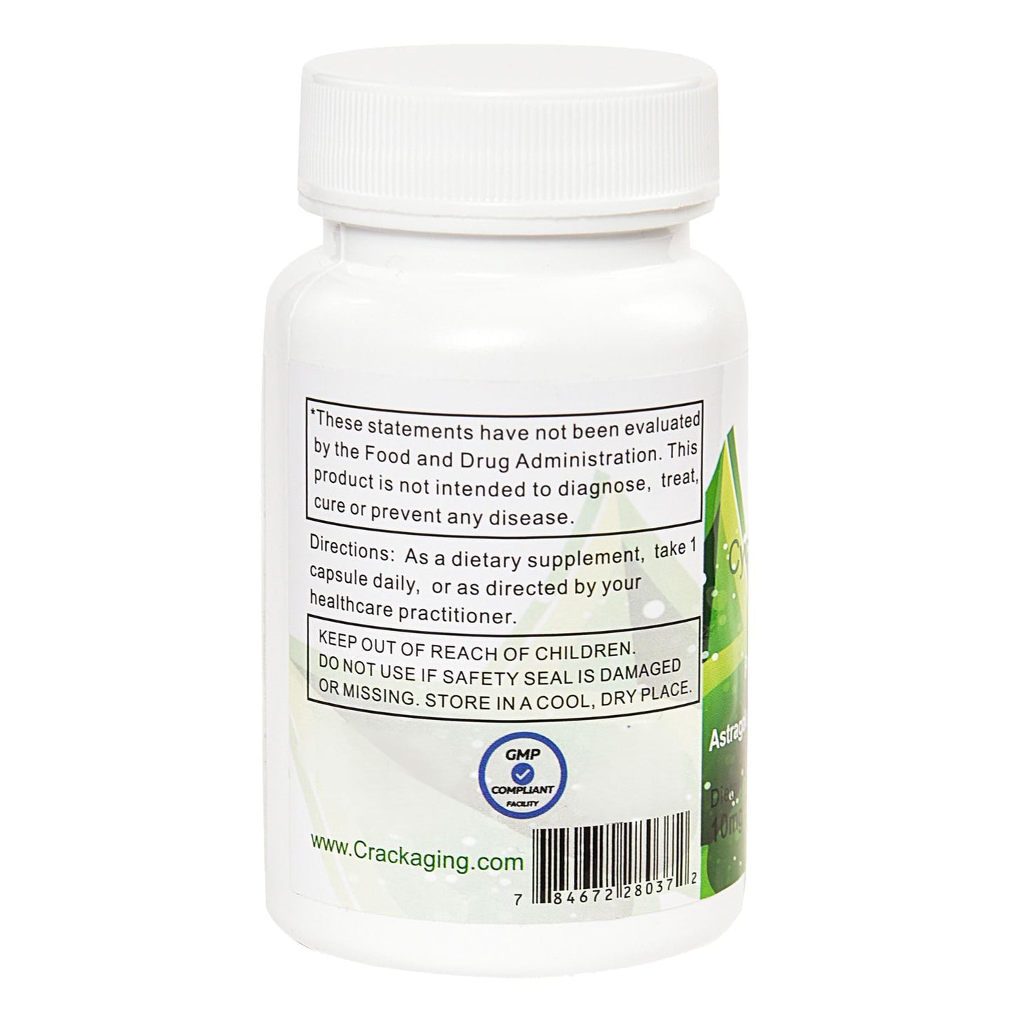 Crackaging Super-Absorption Cycloastragenol 98% 10mg Capsule, 30 Capsules