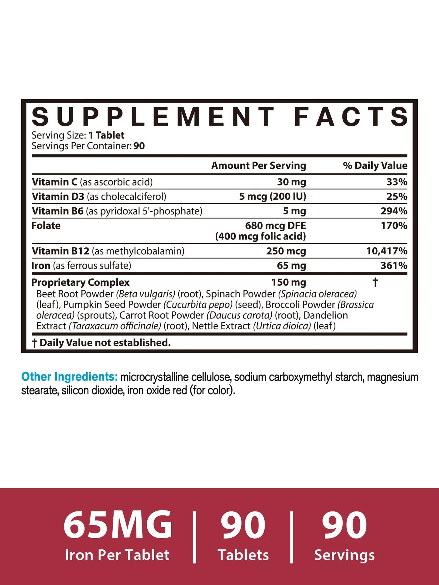 Vitacook Iron Supplement 65mg Tablet, 90 Tablets