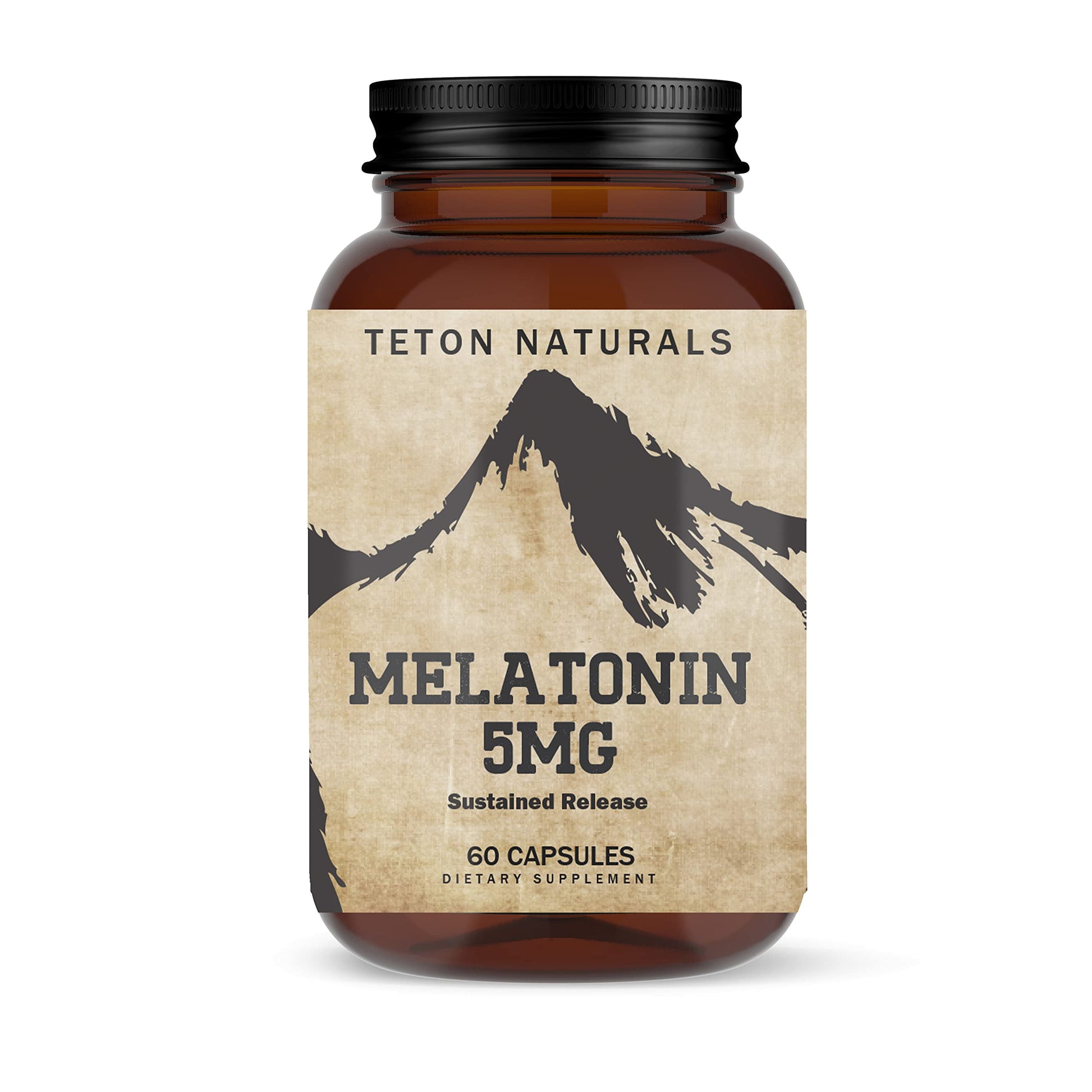Teton Naturals Melatonin 5mg Capsules, 60 Count