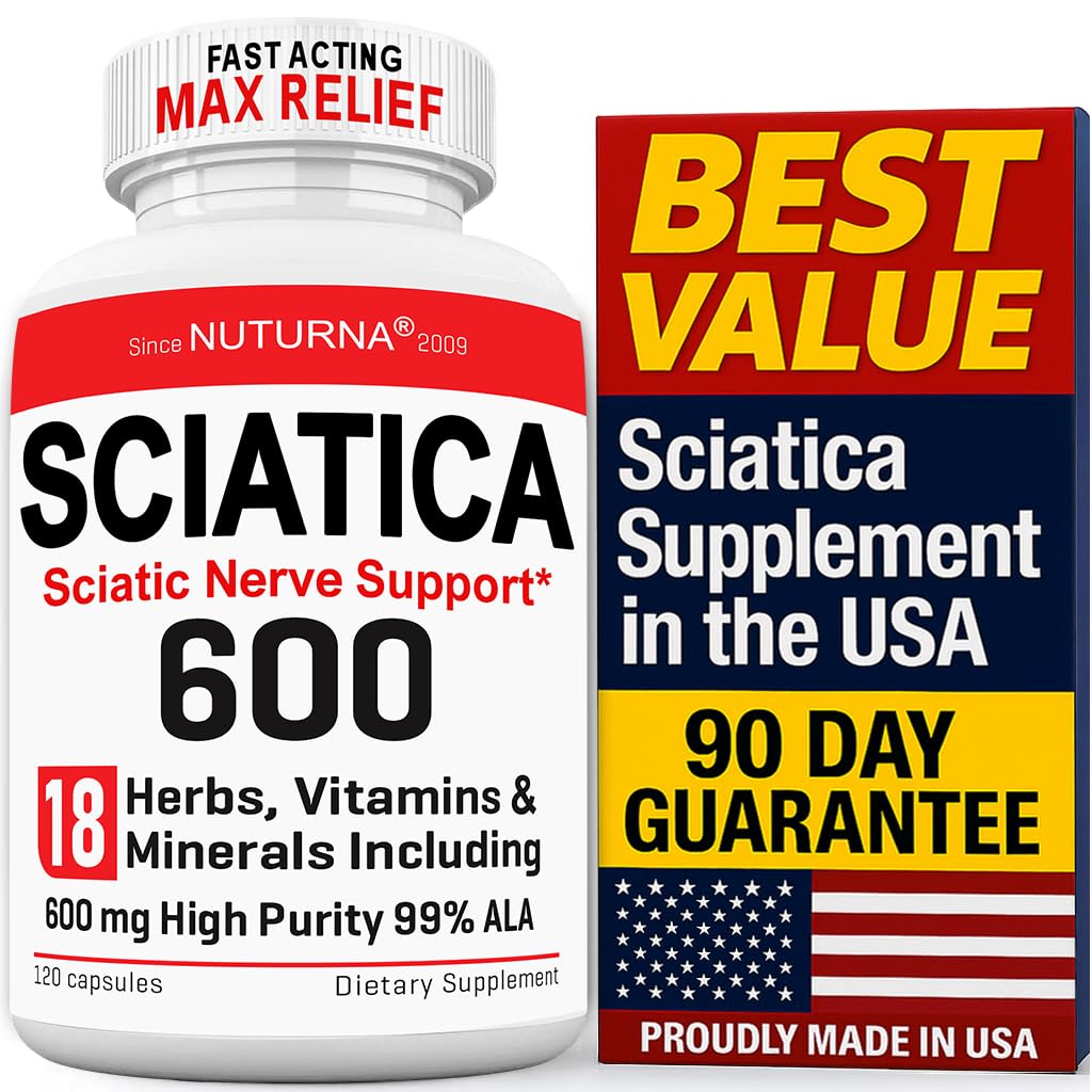 Nuturna Sciatica Nerve Relief Alpha Lipoic Acid 600 mg Capsules, 120 Count