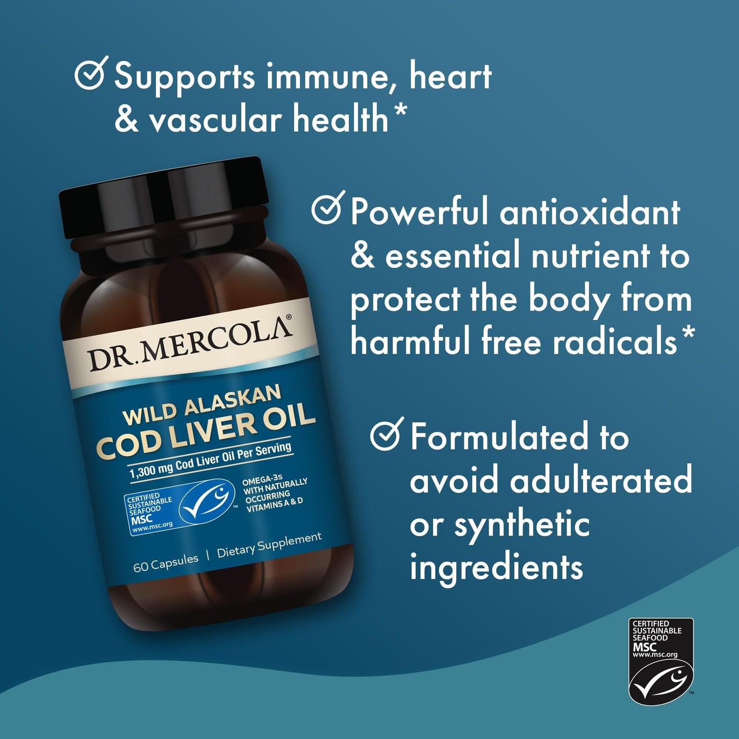 Dr. Mercola Cod Liver Oil Capsules, 60 Count