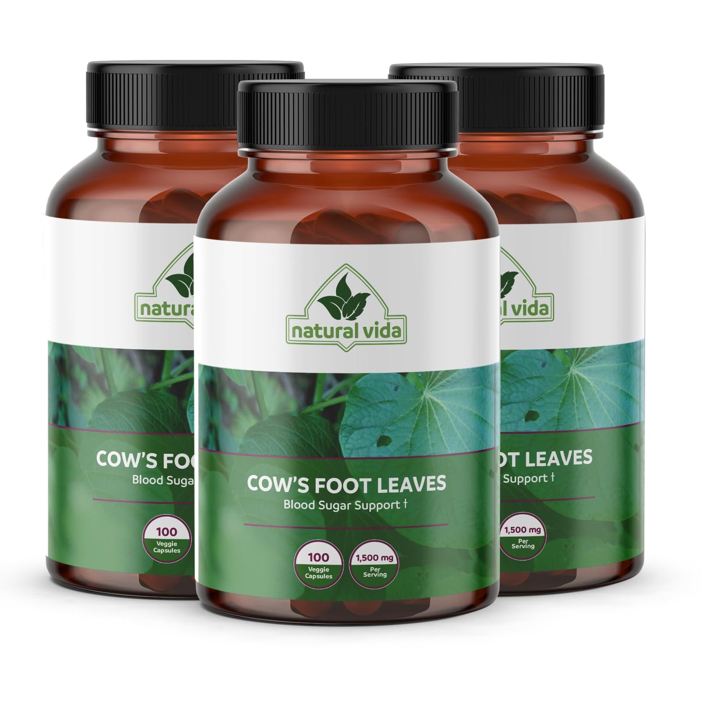 Natural Vida Cow's Foot (Pata de Vaca) 1,500mg Capsules, 200 Veggie Capsules