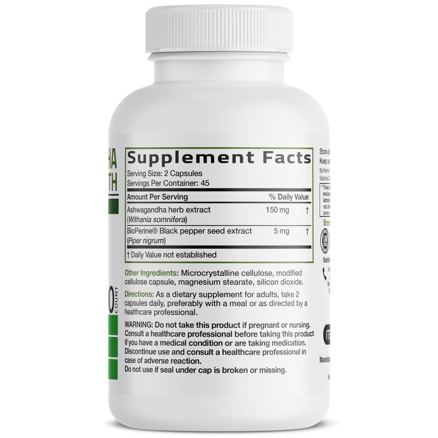 Bronson Ashwagandha Extra Strength Stress & Mood Support Capsules 90 Count