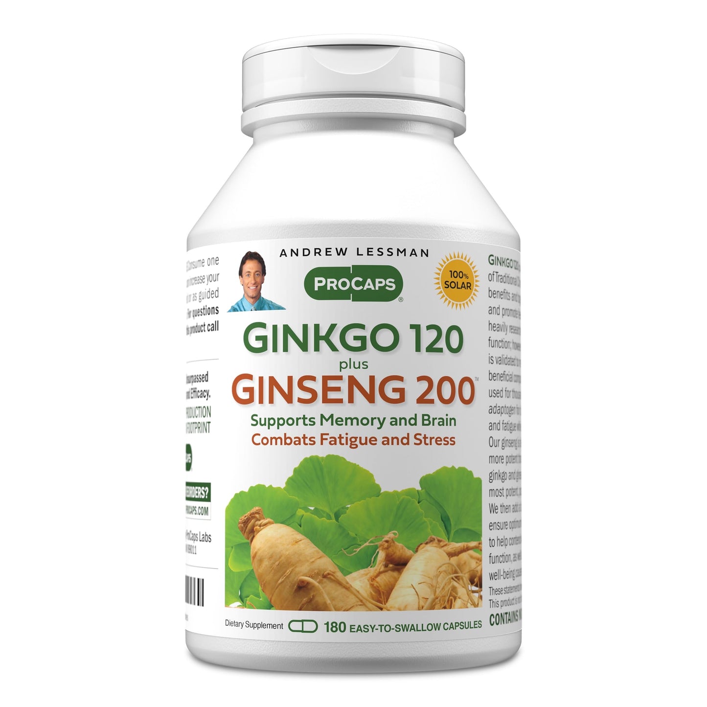ANDREW LESSMAN Ginkgo 120 Plus Ginseng 200mg Capsules 180