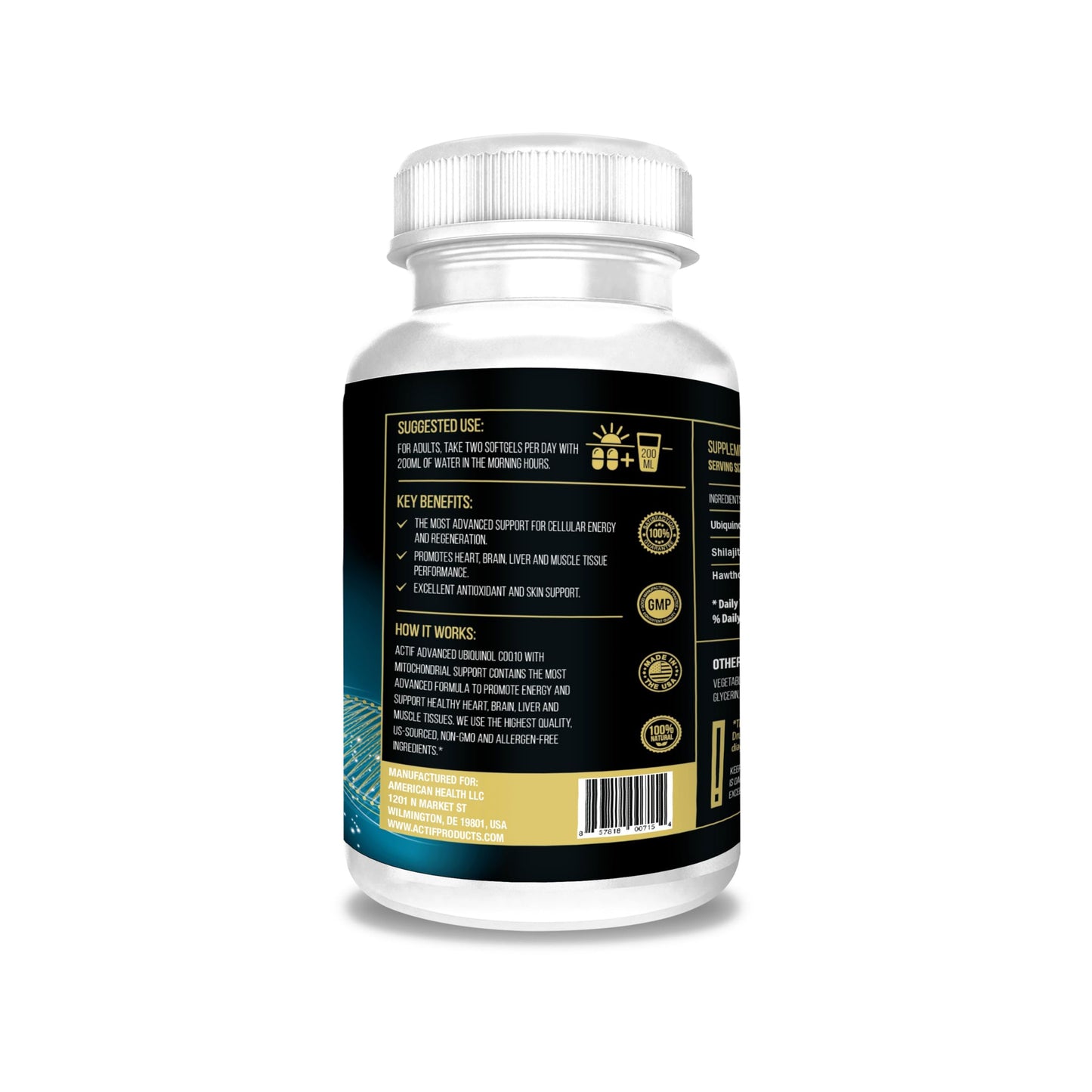 ACTIF Super Ubiquinol CoQ10 with Enhanced Mitochondrial Support Softgel 120 Count